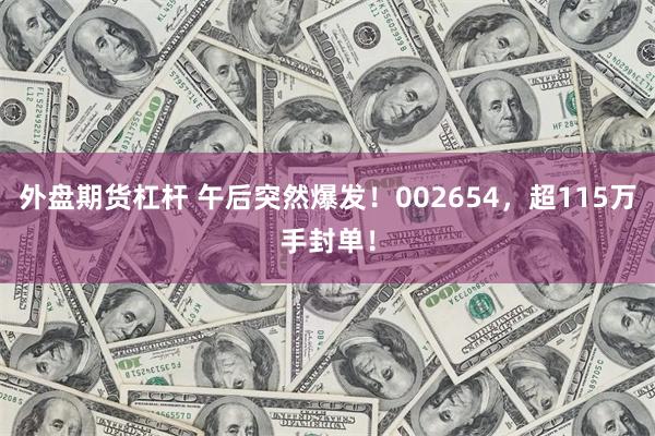 外盘期货杠杆 午后突然爆发！002654，超115万手封单！